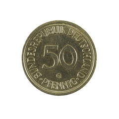 50 german pfennig coin (1984) obverse isolated on white background