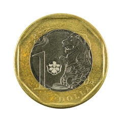 1 singapore dollar coin (2013) obverse isolated on white background