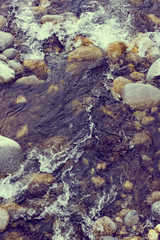  fast mountain stream among the stones  spring a thaw in the forest