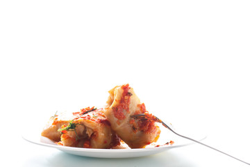 Stuffed cabbage rolls with rice and meat
