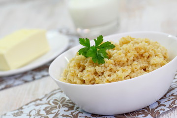 Wheat porridge with butter