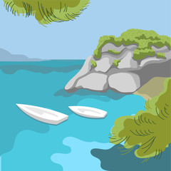 Sea landscape.  Vector illustration
