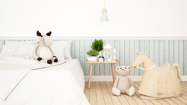reindeer and bear doll in kid room or bedroom-3D Rendering