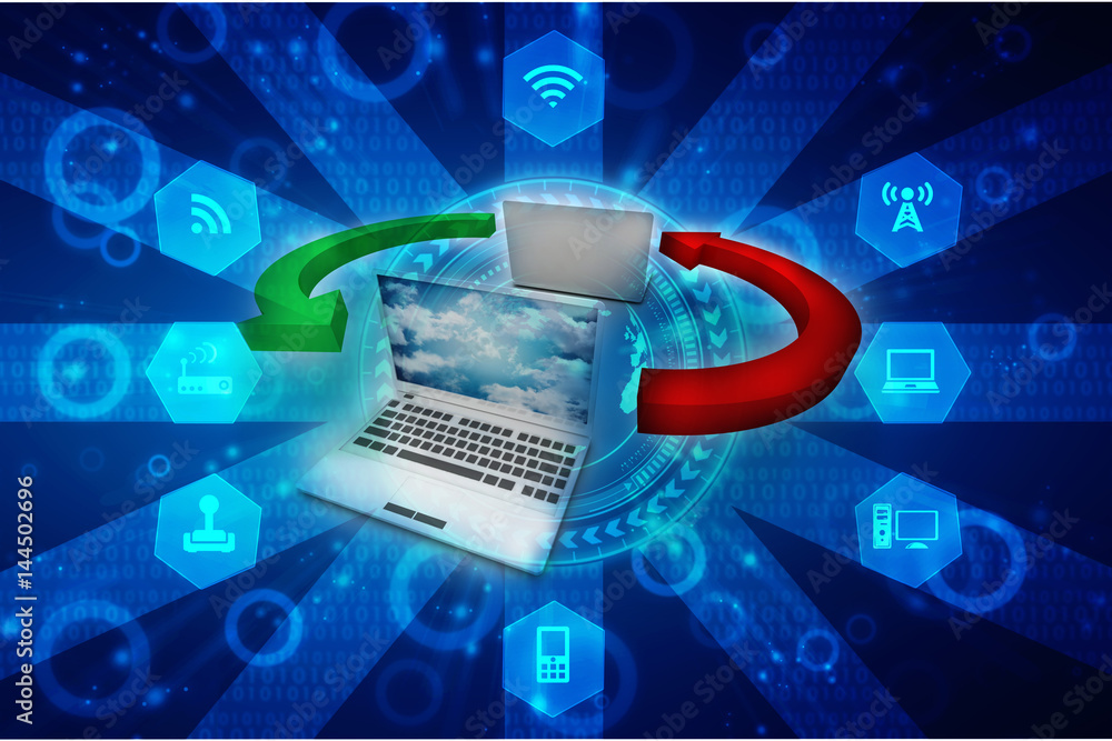 Poster 3d rendering technology computer network