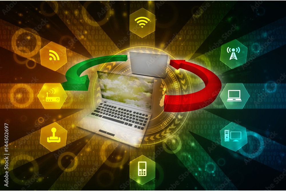 Poster 3d rendering technology computer network