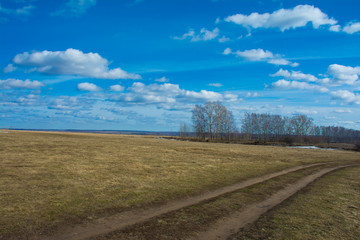Fototapeta na wymiar road in the vast field