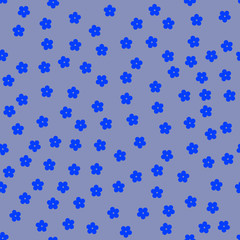 simple flowers. blue baby background. vector seamless pattern