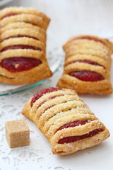 Sweet pastries with raspberries