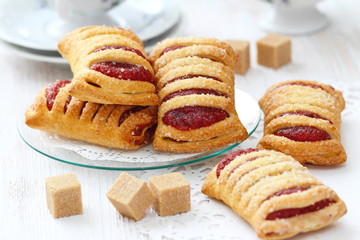 Fototapeta na wymiar Sweet pastries with raspberries