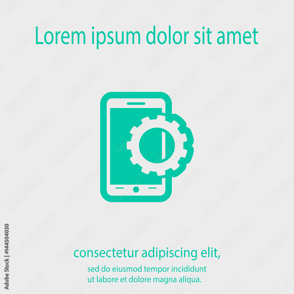 Poster setting parameters, mobile smartphone icon, vector illustration. flat design style