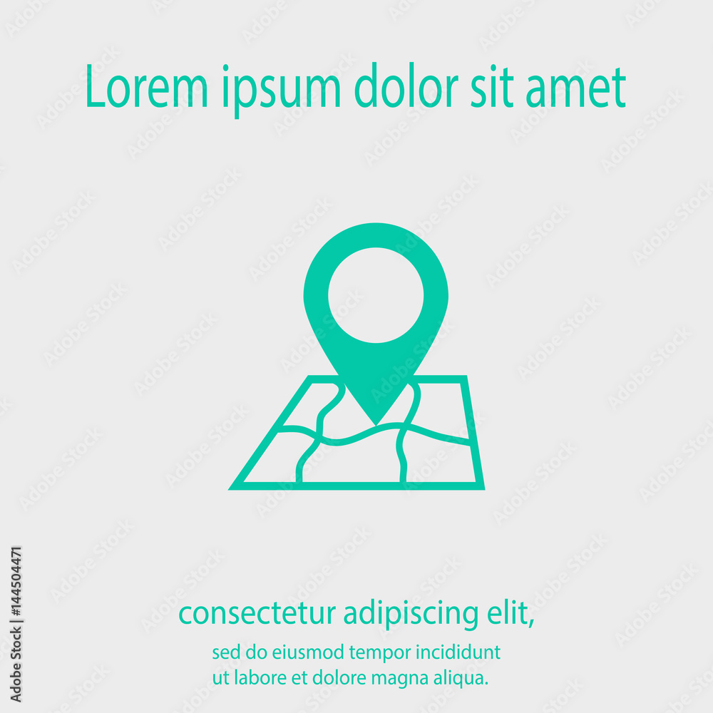 Poster map with pointer icon, vector illustration. flat design style