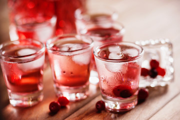 Shot with natural cranberry and vodka 