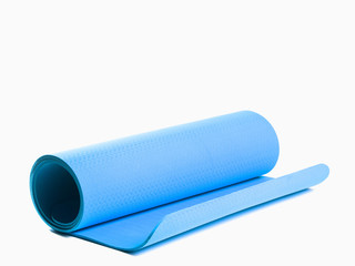 Blue sport mat on isolated background