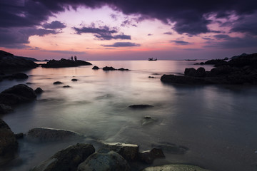 Fototapeta na wymiar Beautiful seascape sunset ,kalim, patong beach phuket thailand.