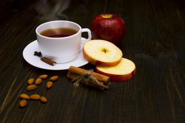 Hot tea with cinnamon and apple
