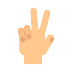 Hand gesture. Sign of victory. Flat vector cartoon illustration. Objects isolated on a white background.