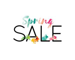 Spring Sale Banner with watercolor