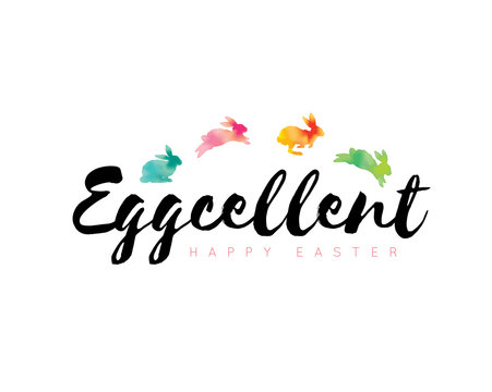 Happy Easter Lettering with watercolor background