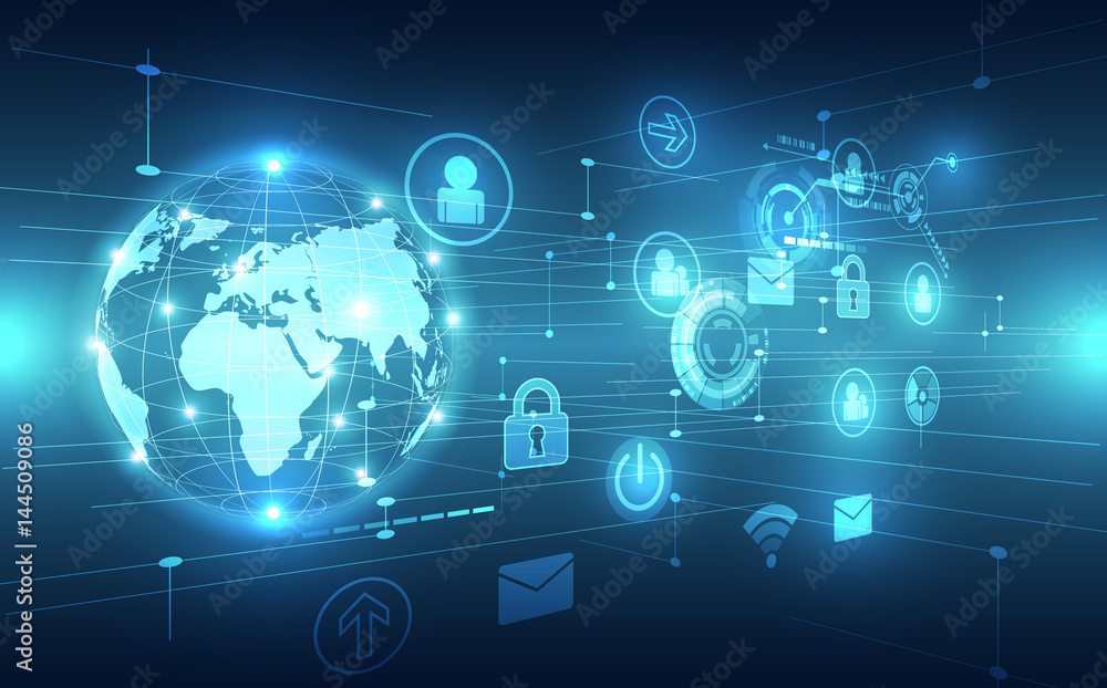 Poster vector digital global technology interface, abstract background