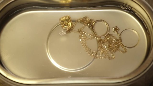 Cleaning Of Jewelry By Ultrasound Bath