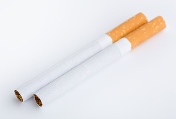 cigarette close up isolated on white background. Drug addiction. Tobacco smoking. cancer. Nicotine. Bad habit.