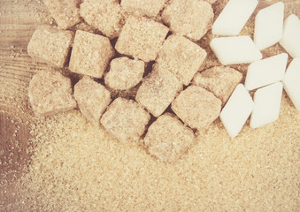 Cubes of sugar - brown sugar cane.
