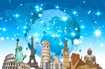 Famous landmarks of the world connected to each other