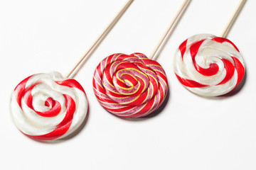 Lollipops on a stick on a white background