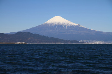 Mt. Fuji and sea, view from Mihono Matsubara in Shizuoka, Japan