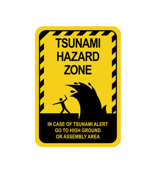 Sign warning of a tsunami. Isolate on white background. Vector illustration