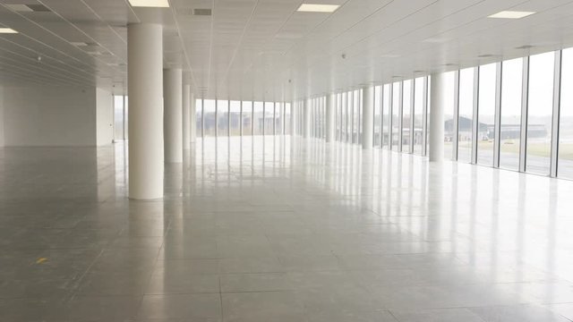  Interior View Of Large Empty Modern Property With Panoramic View. No People. 