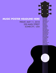 Guitar musical template with space for your type
