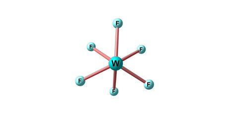 Tungsten hexafluoride molecular structure isolated on white