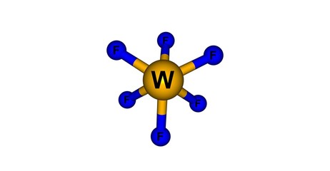 Tungsten hexafluoride molecular structure isolated on white