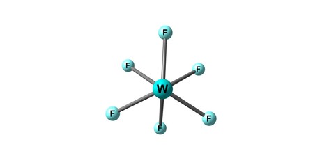 Tungsten hexafluoride molecular structure isolated on white