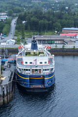Blue and White Ferry in Ketchikan