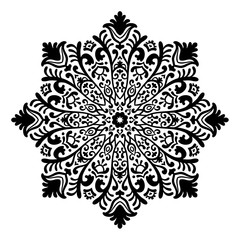 Hand drawn element. Black and white. Mandala. Vector illustration.