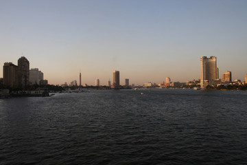 Fototapeta na wymiar Cairo at Sunset; From University Bridge;Cairo; Egypt