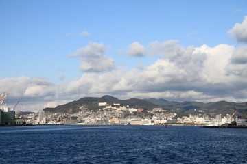 Naklejka premium Nagasaki bay in Nagasaki, Japan
