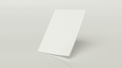 White blank empty paper stands on white background