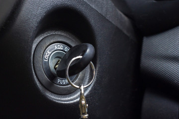 ignition lock car with key - obrazy, fototapety, plakaty