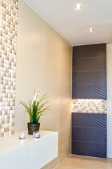 Modern bathroom corner in beige color