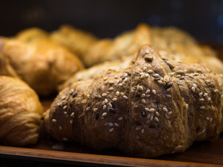 Fresh healthy pastry on a shelf