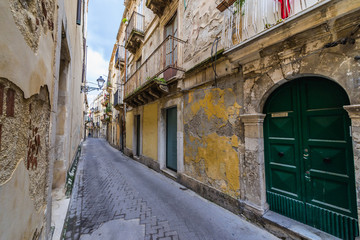 Street on the old part of Syracuse - Ortygia isle, Sicily, Italy