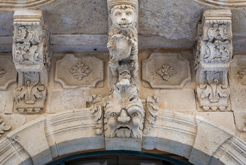 Details of building in the old part of Syracuse - Ortygia isle, Sicily, Italy