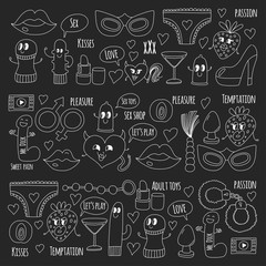 Doodle humorous vector sextoys for sex shop, internet shop Dildo, sex. love, passion, temptation, video, porn, humorous sex shop toys