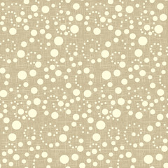 Abstract sack seamless pattern texture vector with white polka dots on beige background