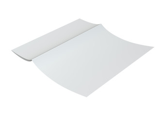 close up of a crumpled unfolded paper on white background. 3d rendering.