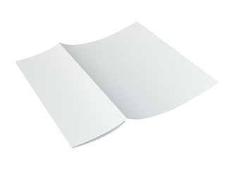 close up of a crumpled unfolded piece of paper. Isolated on white background. 3d rendering