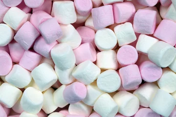 Crédence de cuisine en verre imprimé Bonbons Pink and white marshmallow confectionery background